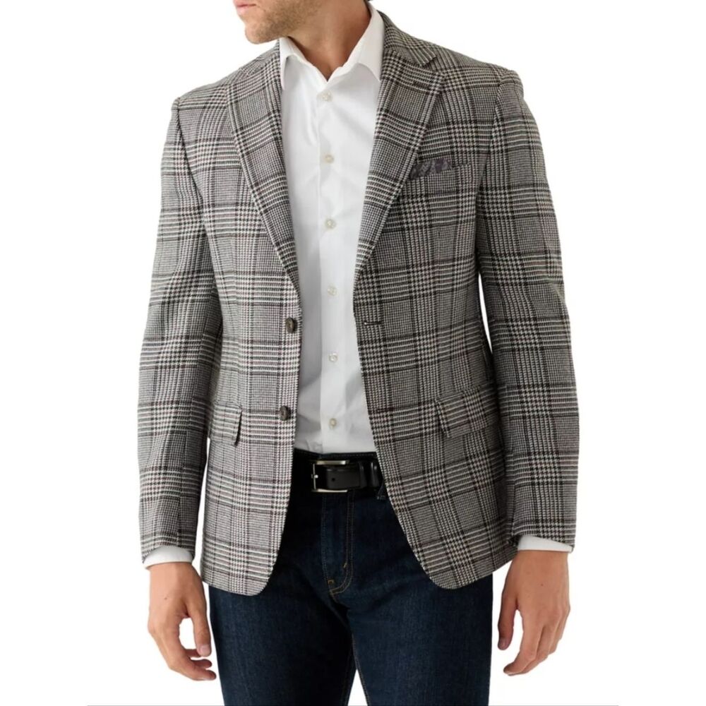 TALLIA Black & Gray Glen Plaid Sport Blazer